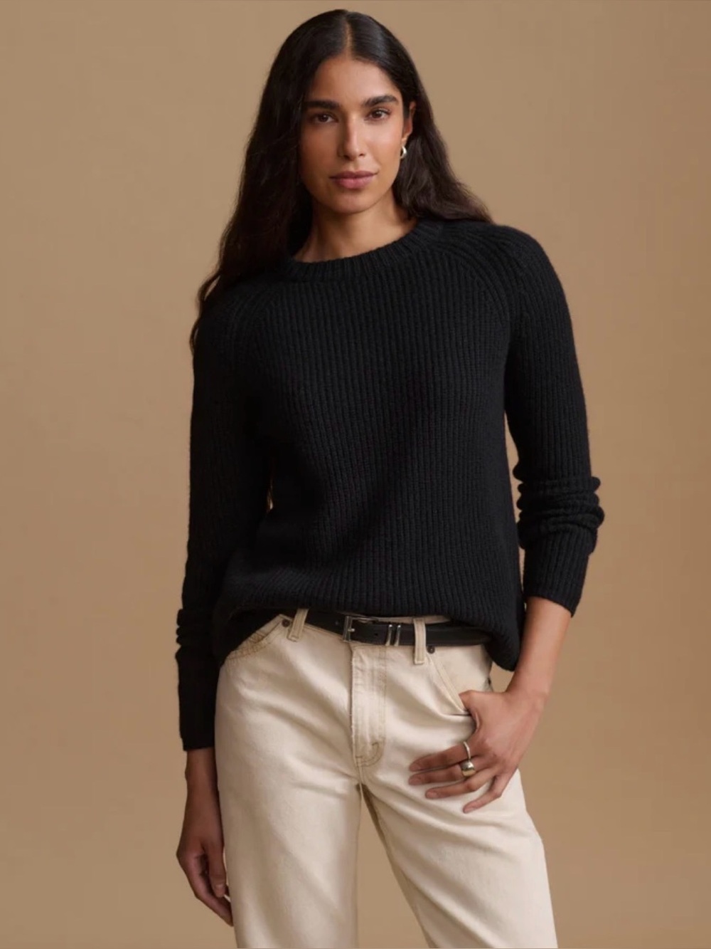 Jenni Kayne Cashmere Fisherman Sweater- Black Large